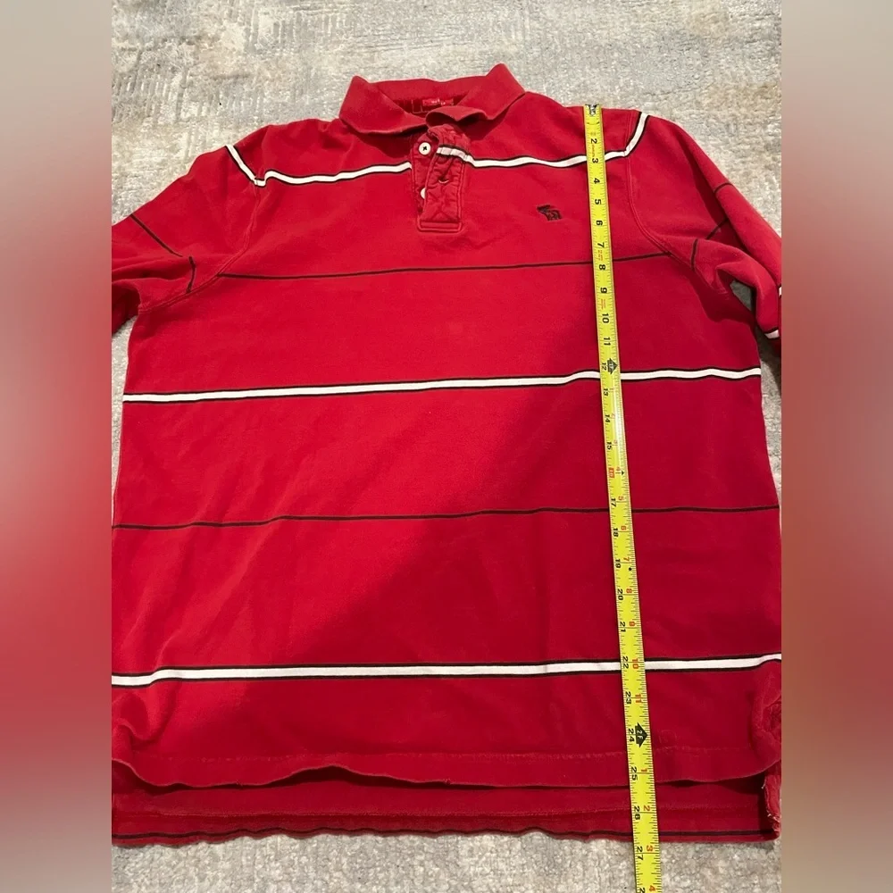 VTG Abercrombie & Fitch Long Sleeve Rugby Polo Shirt Red White Stripe 90’s XXL